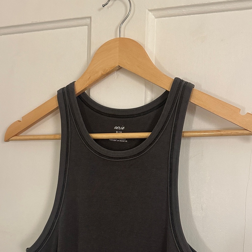 Aerie Charcoal Ribbed Maxi Dress - size medium